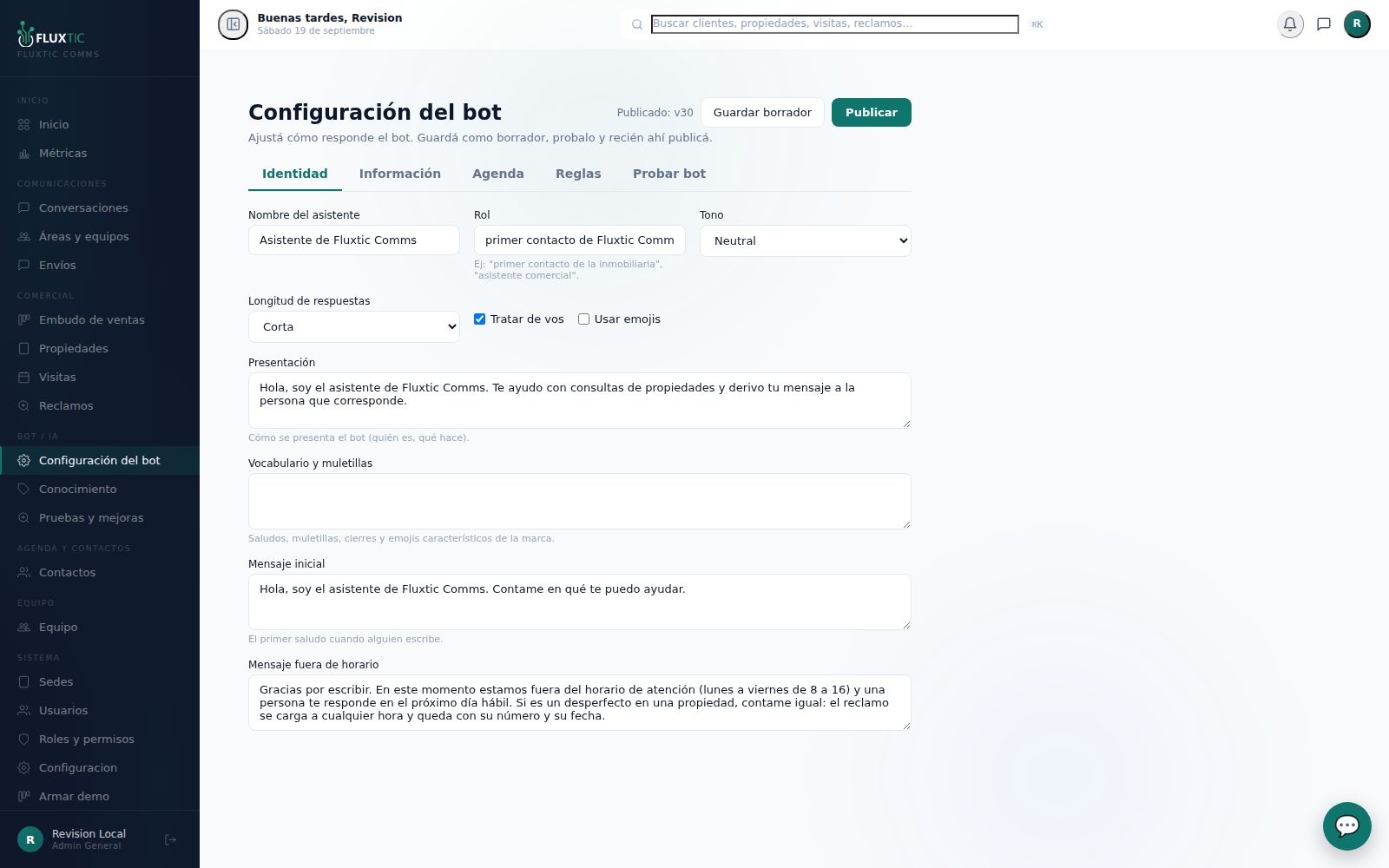 Configuración del bot