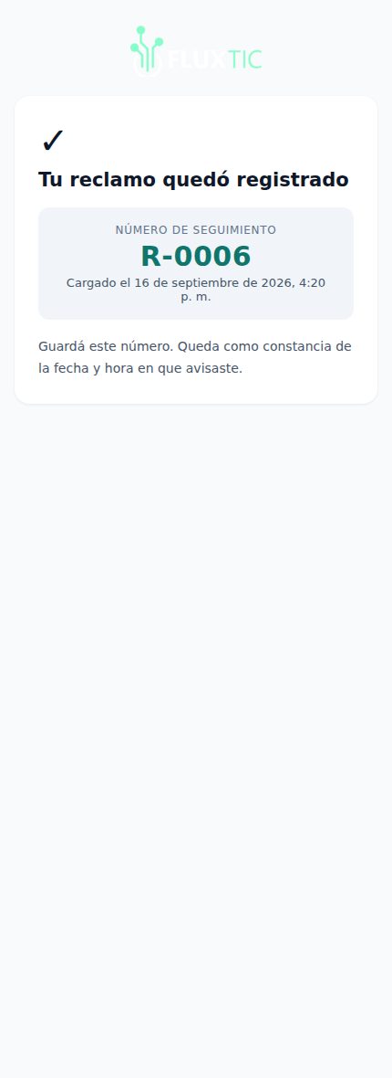 Formulario de reclamo en el celular
